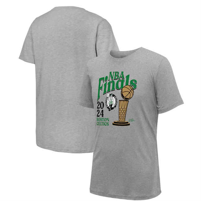 Men's Boston Celtics Heather Gray 2024 Finals Revolution T-Shirt